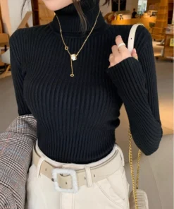 Alternative view of 2025 Casual Slim Knitted Pullover Autumn Winter Thick Turtleneck Sweater Base Sweater Korean Style Simple Base Layer Warm Tops