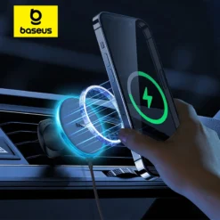 Baseus 15W Magnetic Wireless Car Charger and Phone Holder for Convenient Hands-Free Use
