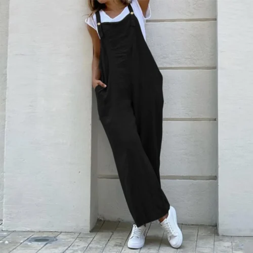 Alternative view of Ladies Long Bottoms Women'S Casual Overalls Sleeveless Dungarees Loose Jumpsuit Pants Trousers Woman Clothing Ropa De Mujer