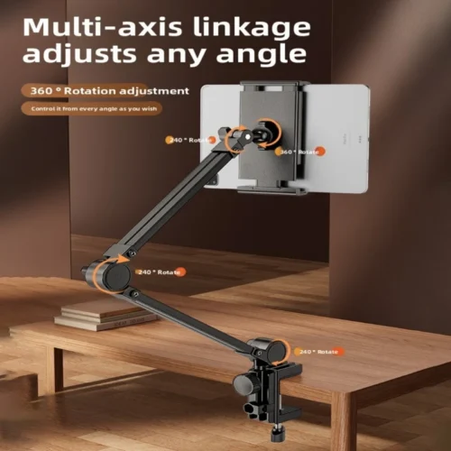 Bimawen Adjustable Height Tablet Stand For iPad 15 6 16 Inch Screen Portable Monitor Desk Mount With Aluminum Long Rotating Arm