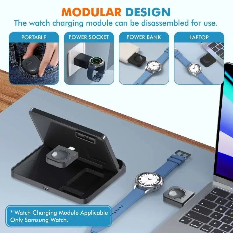 Samsung 3-in-1 Wireless Charger Stand - Fast Charging Dock for Galaxy Devices, Compatible with Galaxy Watch and Buds - Image 5