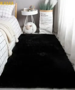 Alternative view of VIKAMA Silk wool Solid Colour Living Room Bedroom Bedside Sofa Soft Mat Home Light Luxury Non-slip Dirty Resistant Washable Rug