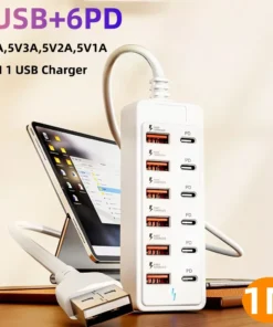 12 IN1 Power Strip Multi Port USB Charger Station Wall Desktop Power Adapter USB Type C Fast Charging Charger For iPhone Samsung