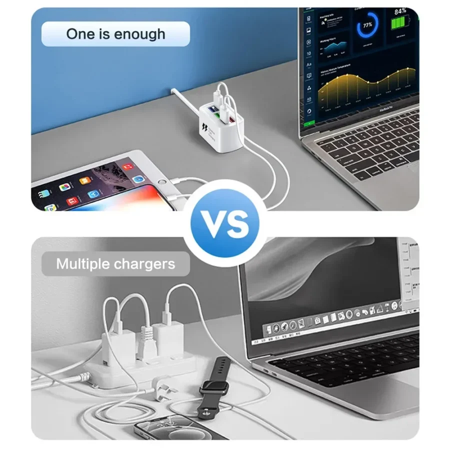 Fast USB Charging Station with 1m Cord - 6-Port Power Strip for iPhone and More - Image 3