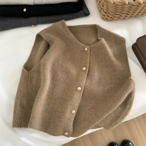 Alternative view of Autumn New Women Cardigan Korean Elegant Knitted Sleeveless Female Casual Sweater Tanks Fashion New Slim Ladies Casual Tops