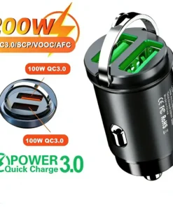 200W Mini Dual Ports USB Car Charger Lighter Fast Charging Car Phone Charger Adapter for iPhone 13 12 Xiaomi Huawei Samsung