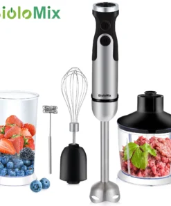 BioloMix 1200W 5-in-1 Hand Blender with Chopper, Whisk, and Smoothie Cup
