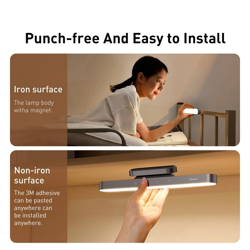Baseus Night Light Hanging Magnetic LED Table Lamp Stepless Dimming Desk Lamp Rechargeable For Cabinet Bedroom Kitchen Light - Image 6