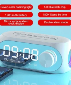 Alternative view of Bluetooth Alarm Clock Radio with Portable Subwoofer and Speaker Lamp