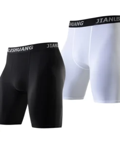 Alternative view of 1/5 Pcs Men's Plus Size Black And White Long Sports Underwear Running Fitness Basketball Football Elastic Waist Shorts Teenagers