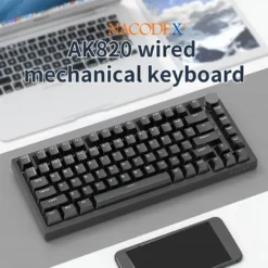 AJAZZ AK820 Wired Mechanical Keyboard with Rotary Volume Buttons and Hot-Swappable Keys for Office and Home Use