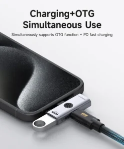 Alternative view of Hagibis Dual USB C Adapter 1 in 2 Out Splitter with 100W Charging Port USB C to Headphone OTG Converter for iPad iPhone Macbook