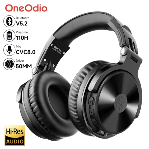 Oneodio Pro-C Bluetooth Wireless Headphones - 110Hr Hi-Res Over-Ear with Mic for Phone and PC