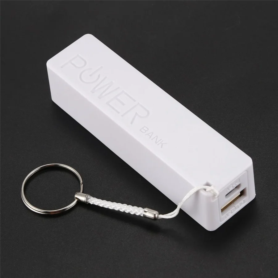 Portable Power Bank Charger (18650) - White, Keychain Included (Batteries Not Included) - Image 4