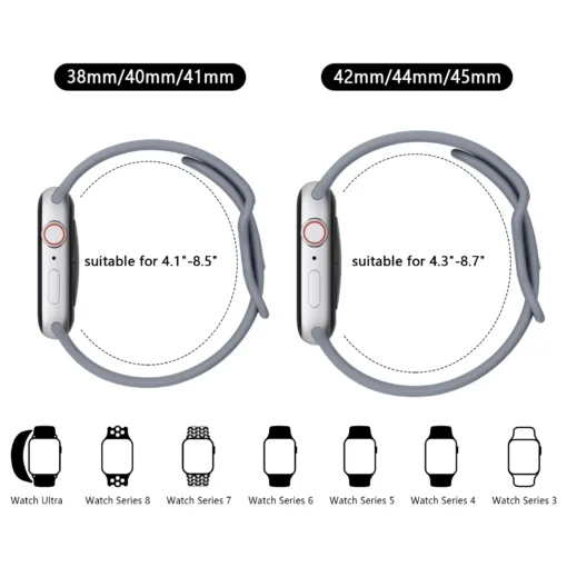 Soft Silicone Band for Apple Watch with Versatile Size Options for Various Models - Image 3