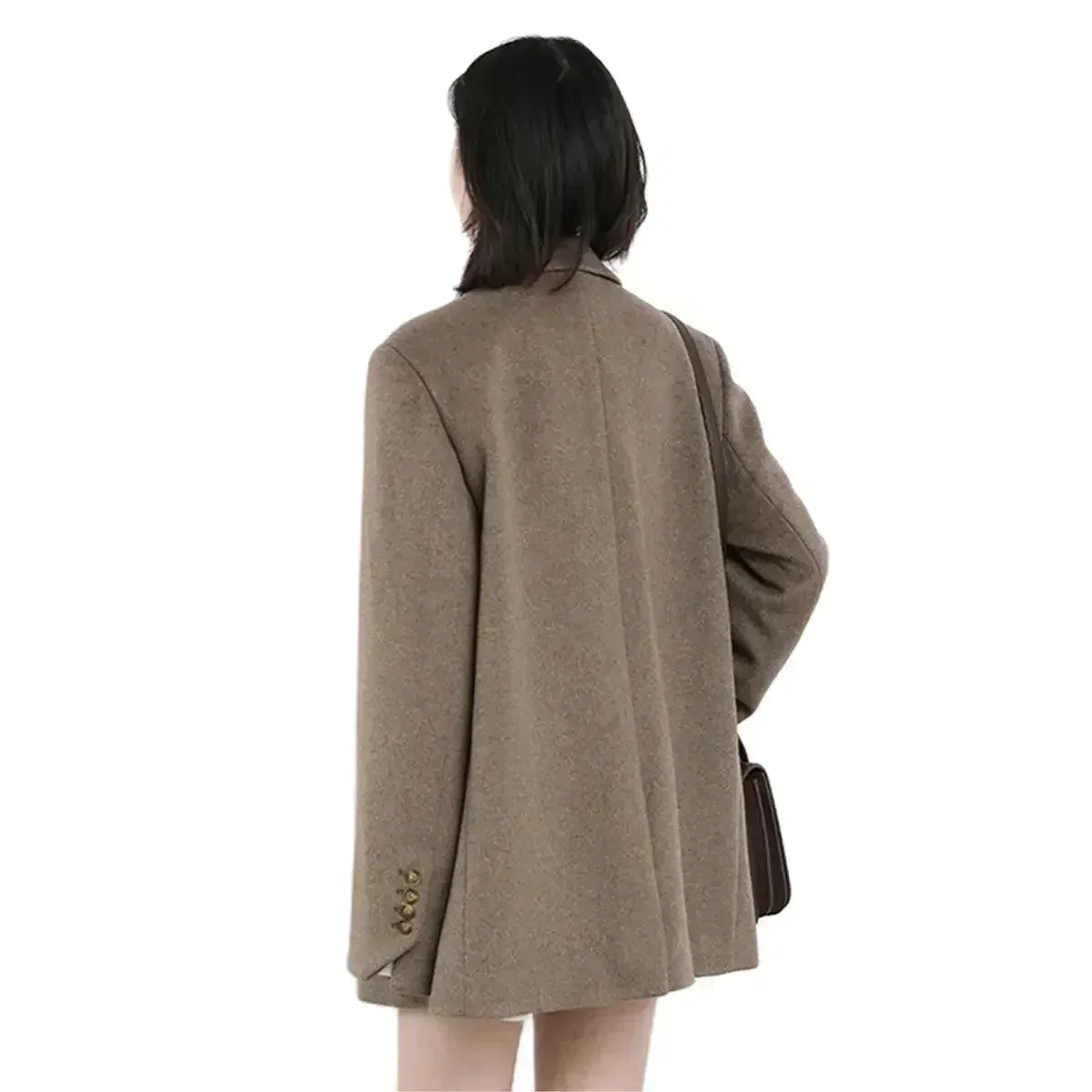 Wool Blend Mid-Length Coat with Warmth for Women During Autumn and Winter - Image 3