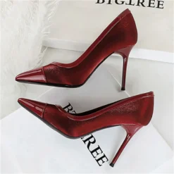 Pointed Toe Pumps in Champagne Color with Thin Heels for Women