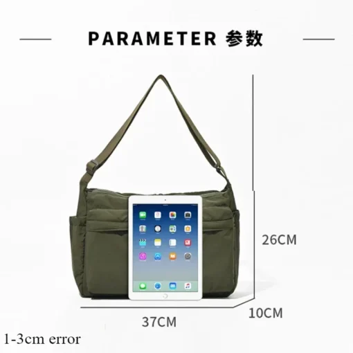 Casual Multi-pocket Nylon Messenger Bag with Large Storage for Women - Image 5