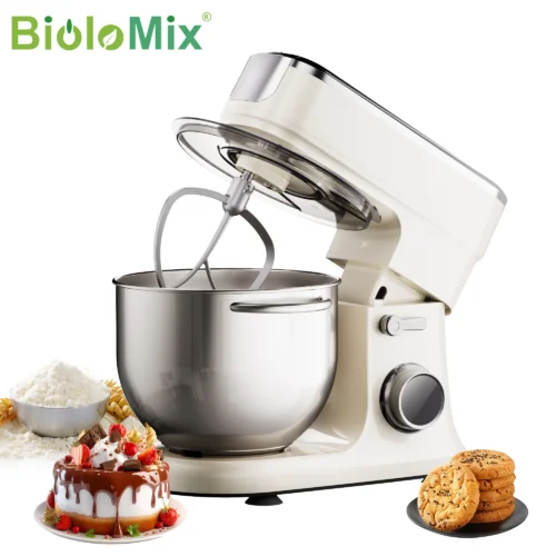 Alternative view of BioloMix 7L Stand Mixer with 1200W Motor, Dough Hook, Whisk, Beater, and Meat Grinder
