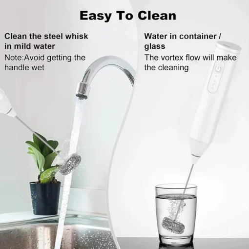 Electric Handheld Milk Frother and Egg Beater - Portable USB Blender with 3-Speed Settings for Coffee and Food Mixing - Image 4