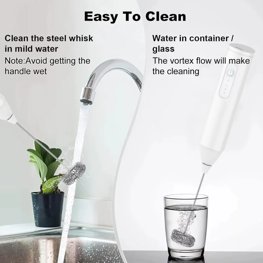 Electric Handheld Milk Frother and Egg Beater – Portable 3-Speed USB Blender for Coffee and Food Mixing - Image 4