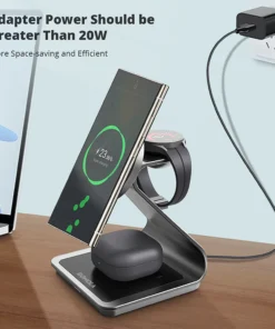 Alternative view of Bonola Magnetic 3 in 1 Wireless Charger Station for Samsung S24 Ultra/S25 25w Fast Charging Stand for Galaxy Watch 7/6/5/Earbuds