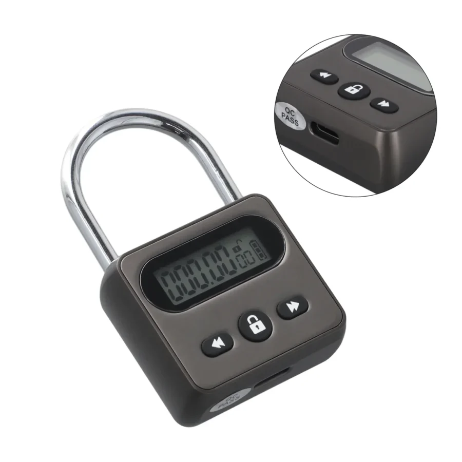 Metal Timer Padlock with LCD Display - 999-Hour Electronic Anti-Addiction Lock - Image 5
