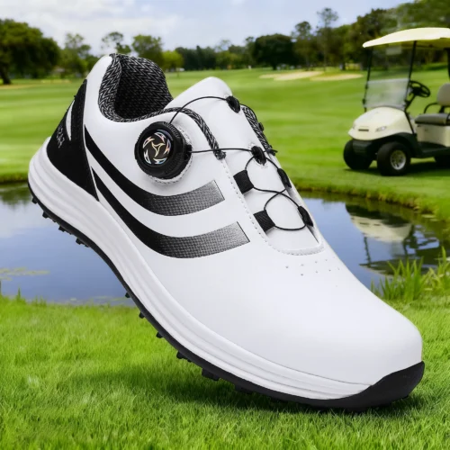 Golf shoes for Outdoor Leisure Sports, Fashionable Men's and Women's Slip-resistant Hiking, Traveling and Walking shoes, White 9