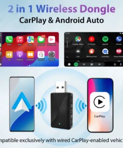 Alternative view of Wireless CarPlay Adapter, 2025 Upgraded 2-in-1 Mini Size CarPlay & Android Auto, Convert Wired to Wireless with USB & USB-C/Type