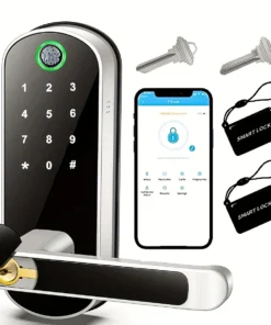 Smart Fingerprint Digital Door Lock with WiFi and Touchscreen, IP67 Waterproof, Includes 2 IC Cards
