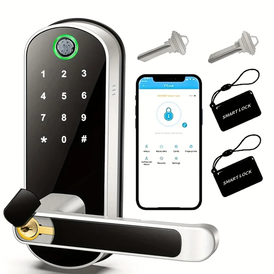 Smart Fingerprint Door Lock – Keyless With App Control, Touchscreen, NFC, and Waterproof Design - Image 11