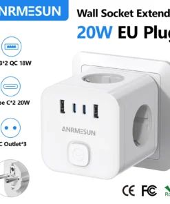 EU Plug Power Strip Cube with 3 AC Outlets Multiple Socket Adapter 100-240V 13A Electric Socket for Home Office Or Travel