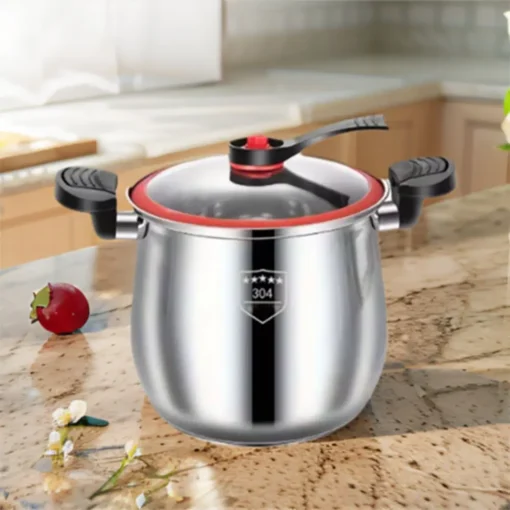 8L Non-Stick Stainless Steel Pressure Cooker for Efficient Soup Cooking - Image 3