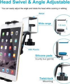 Alternative view of Universal Under Cabinet Tablet and Smartphone Holder for 4.7-13 inch Devices - Metal Clamp Stand