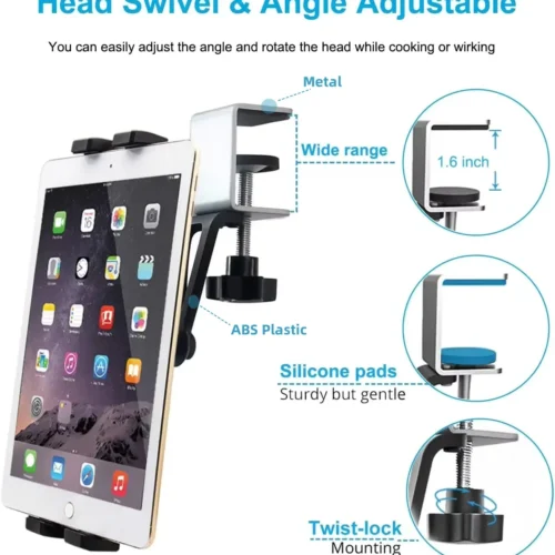 Alternative view of Universal Under Cabinet Tablet and Smartphone Holder for 4.7-13 inch Devices - Metal Clamp Stand