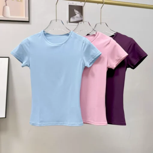 Yoga Wear Quick Dry Fitness T-Shirt for Women’s Outdoor Sports and Workout - Image 2