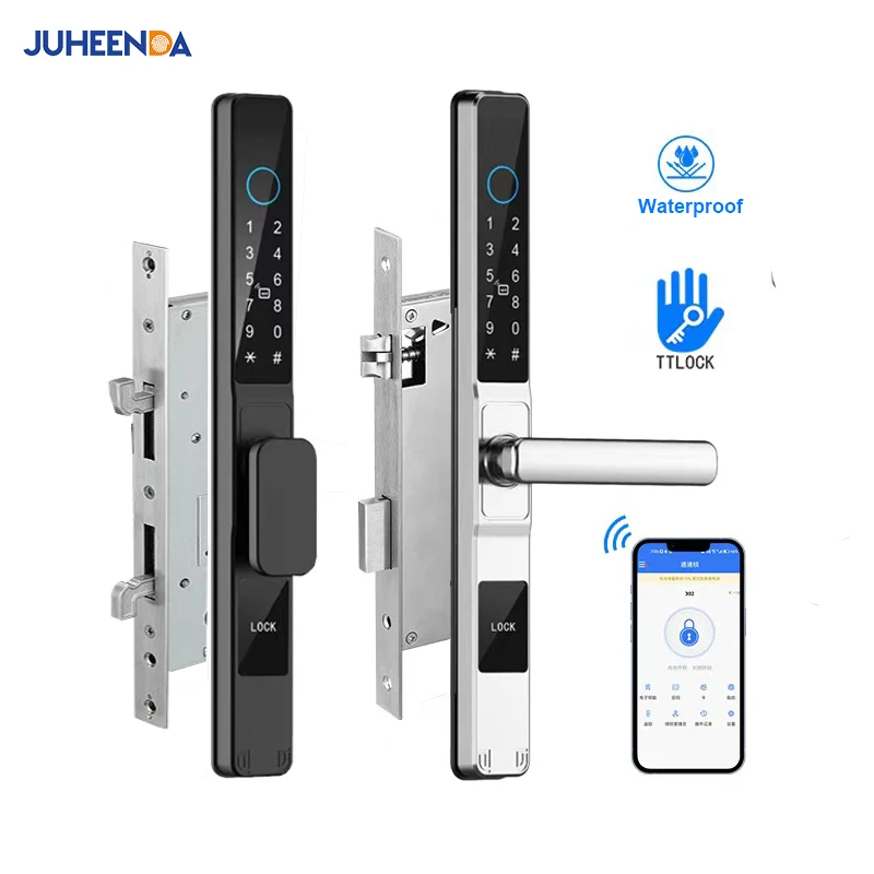Smart Lock - Waterproof Sliding Door Lock with Fingerprint, Digital Code, RFID, and Alexa Compatibility