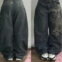 Alternative view of High Waist Wide Leg Y2K Style Vintage Washed Baggy Jeans for Women
