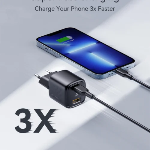 Alternative view of VOLTME USB C Fast Charger 30W GaN Charger QC PD 3.0 Dual Port Portable Adapter For IPhone 15 14 13 IPad Xiaomi Fast Wall Charger