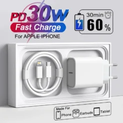 Apple 30W USB-C Fast Charger with Charging Cable for iPhone Users