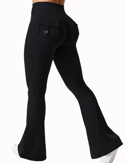 High-Stretch Wide Leg Yoga Leggings with Pockets for Women - Image 2