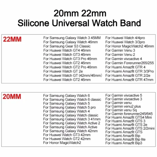 Silicone Quick Release Watch Strap for 22mm/20mm Smartwatches - Image 2