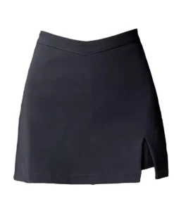 Alternative view of Black High Waist Mini Skirt for Women - Summer Irregular A-Line Design