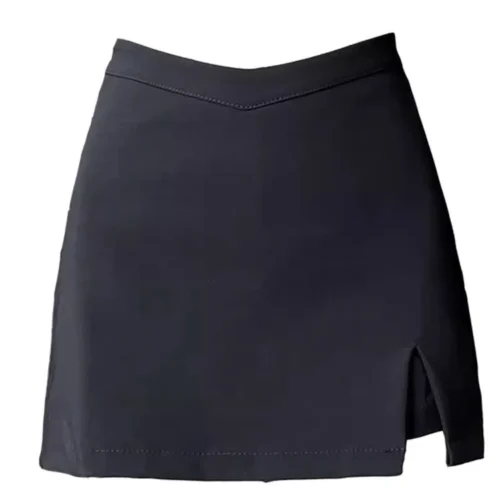 Alternative view of Black High Waist Mini Skirt for Women - Summer Irregular A-Line Design
