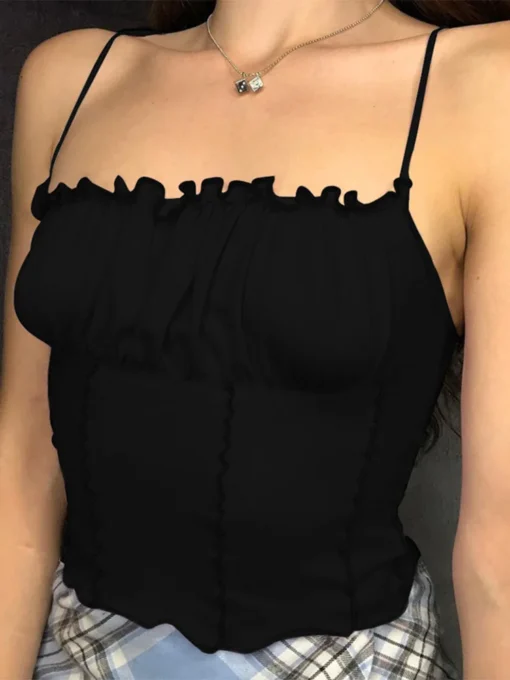Ruffles Tank Top with Slim Fit and Strapless Design for Women - Image 4