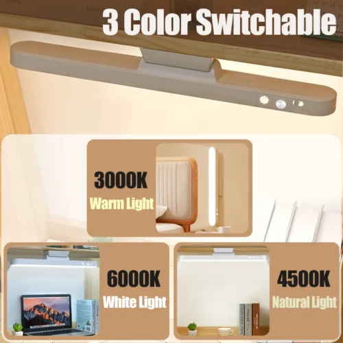 Alternative view of LED Table Lamp Magnetic Hanging USB Rechargeable Desk Lamp 3 Color Reading Light Dimmable Cabinet Closet Wardrobe Night Light