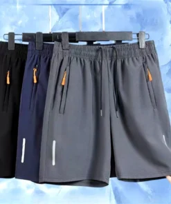 Men's Summer Ultra-thin Ice Silk Beach Casual Shorts Jogging Sport Quick Dry Male Zipper Loose Gym Sports Short Pants Sweatpant