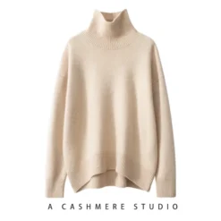 Alternative view of Cashmere Sweater Women Thick High Neck Loose Knitted Pullover Warm Jacket Tops