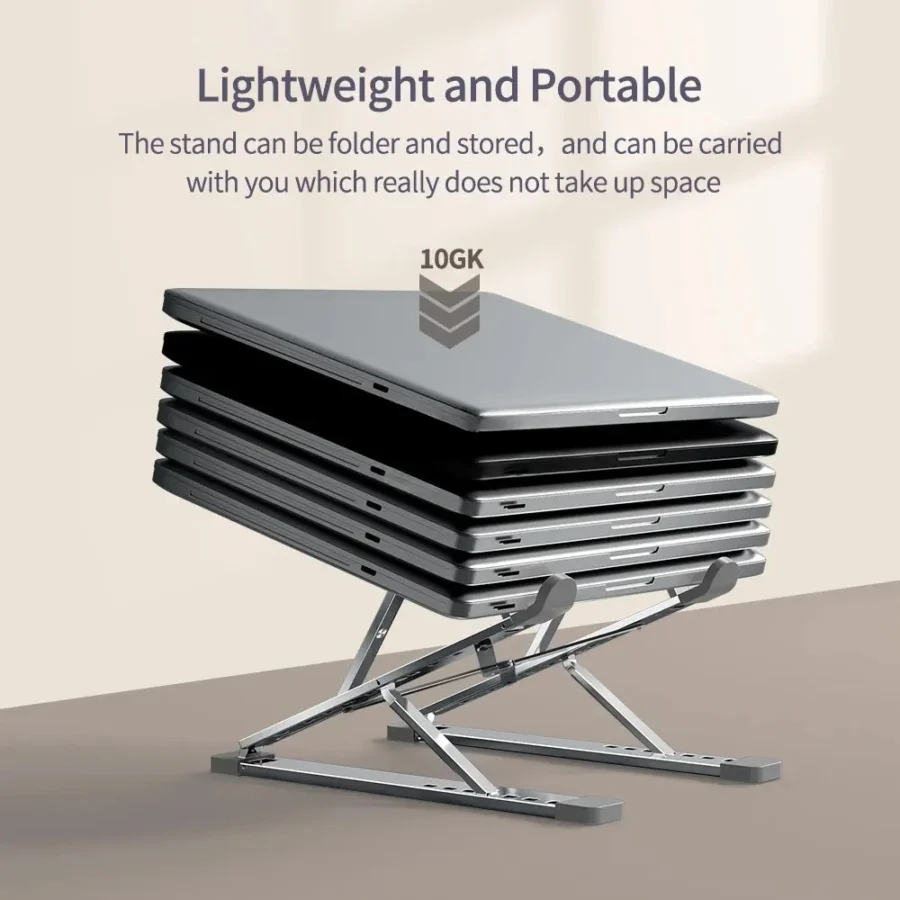 N8 Adjustable Aluminum Laptop Stand - Foldable Design for MacBook and Tablets - Image 5