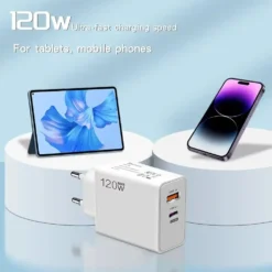 Alternative view of 120W USB Fast Charger with Type C Cable for iPhone 16, Samsung, Xiaomi, Huawei, and Other PD Cell Phones